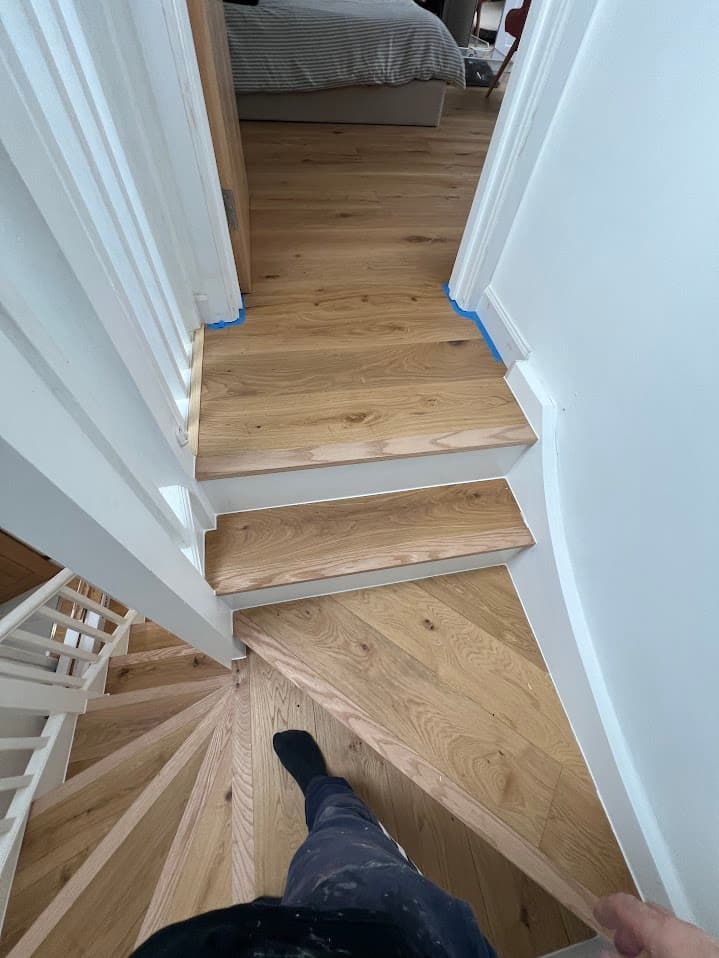 Oak & White Staircase Renovation detail