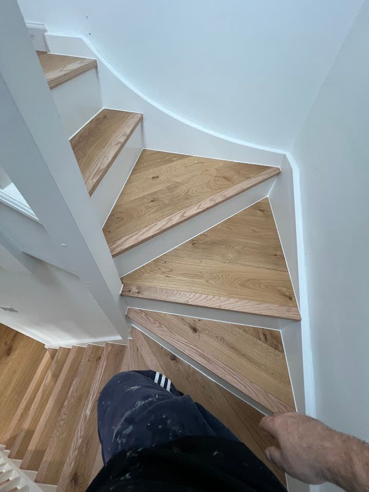 Oak & White Staircase Renovation detail