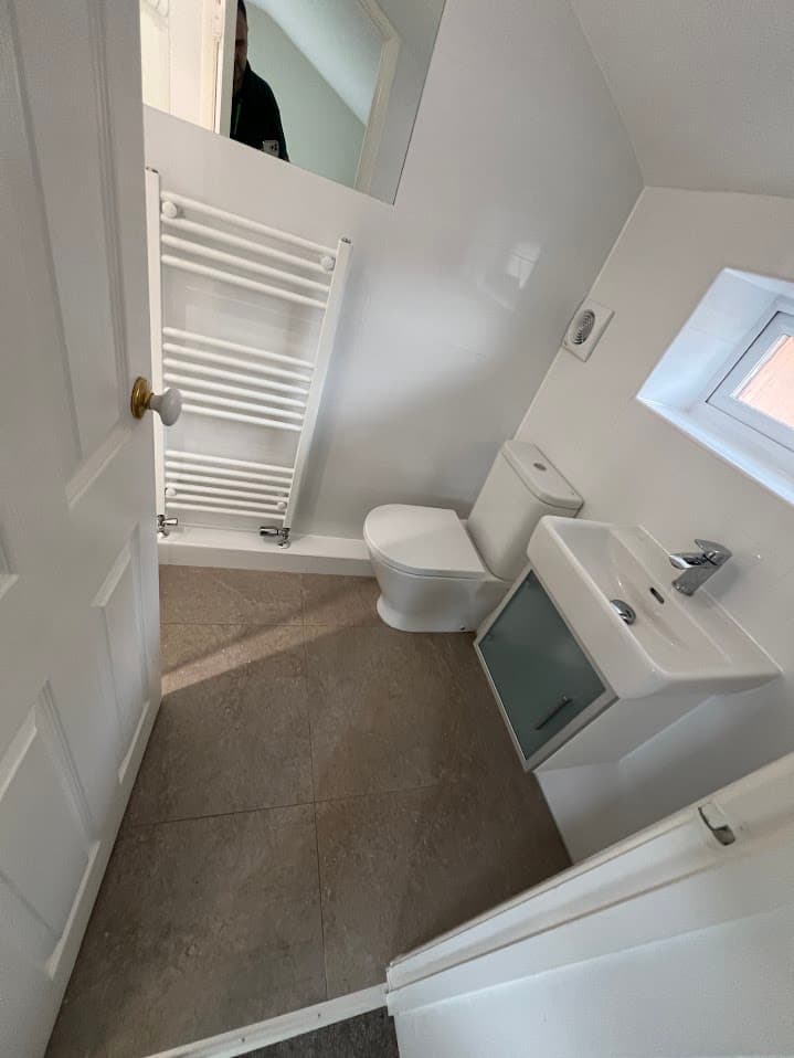 Clean White Loft Shower Room detail